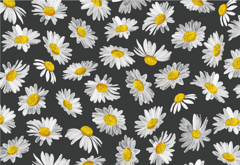 Tappeto vinile fiori motivo margherita grigia - TenStickers