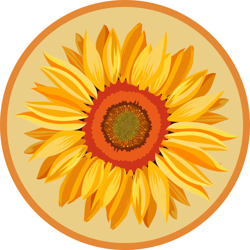 Tappeto vinile fiori girasole rotondo - TenStickers