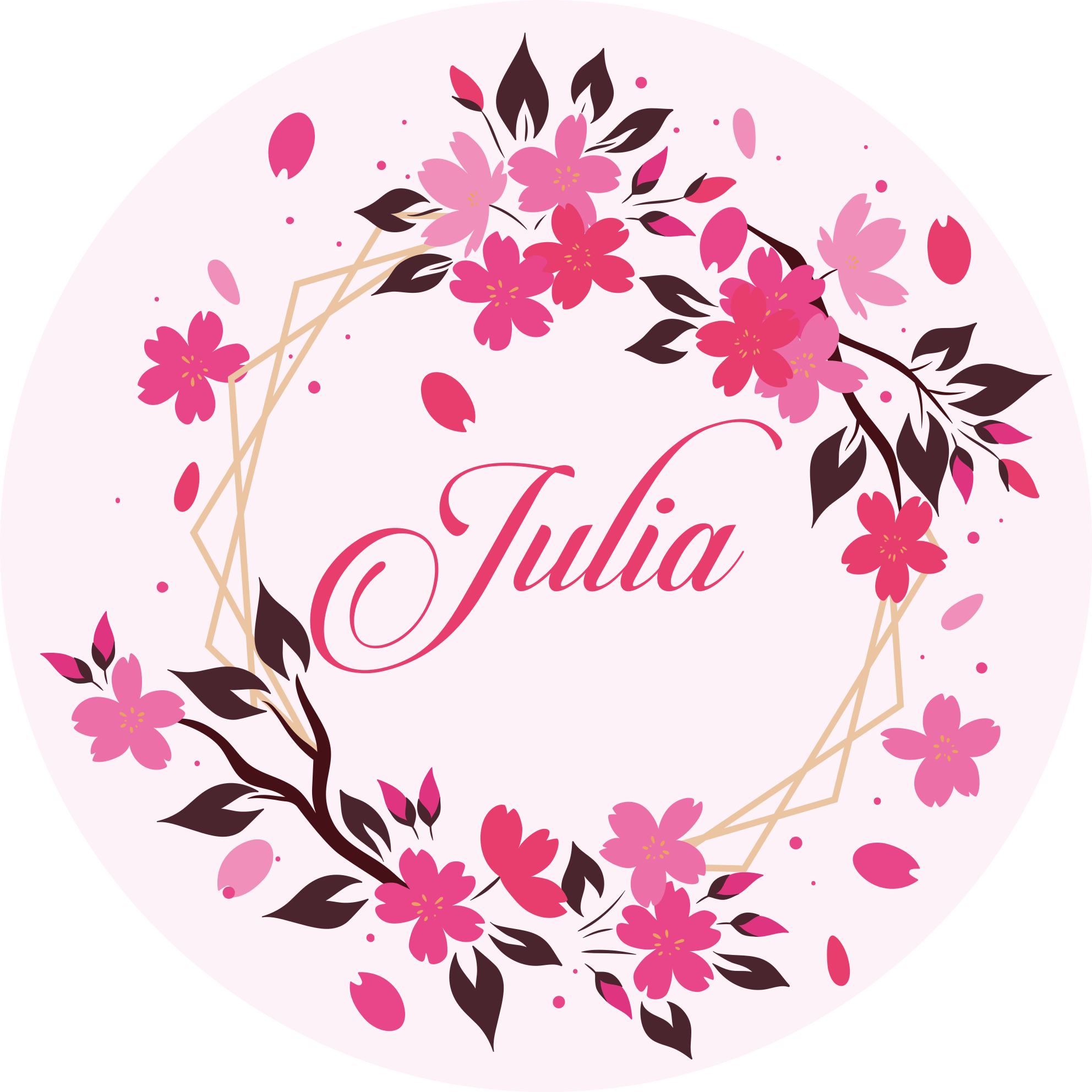 Tappeto vinile camera da letto corona botanica con nome - TenStickers