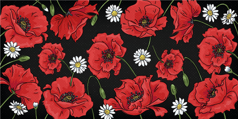 Tappeto vinile fiori illustrazione floreale vibrante - TenStickers