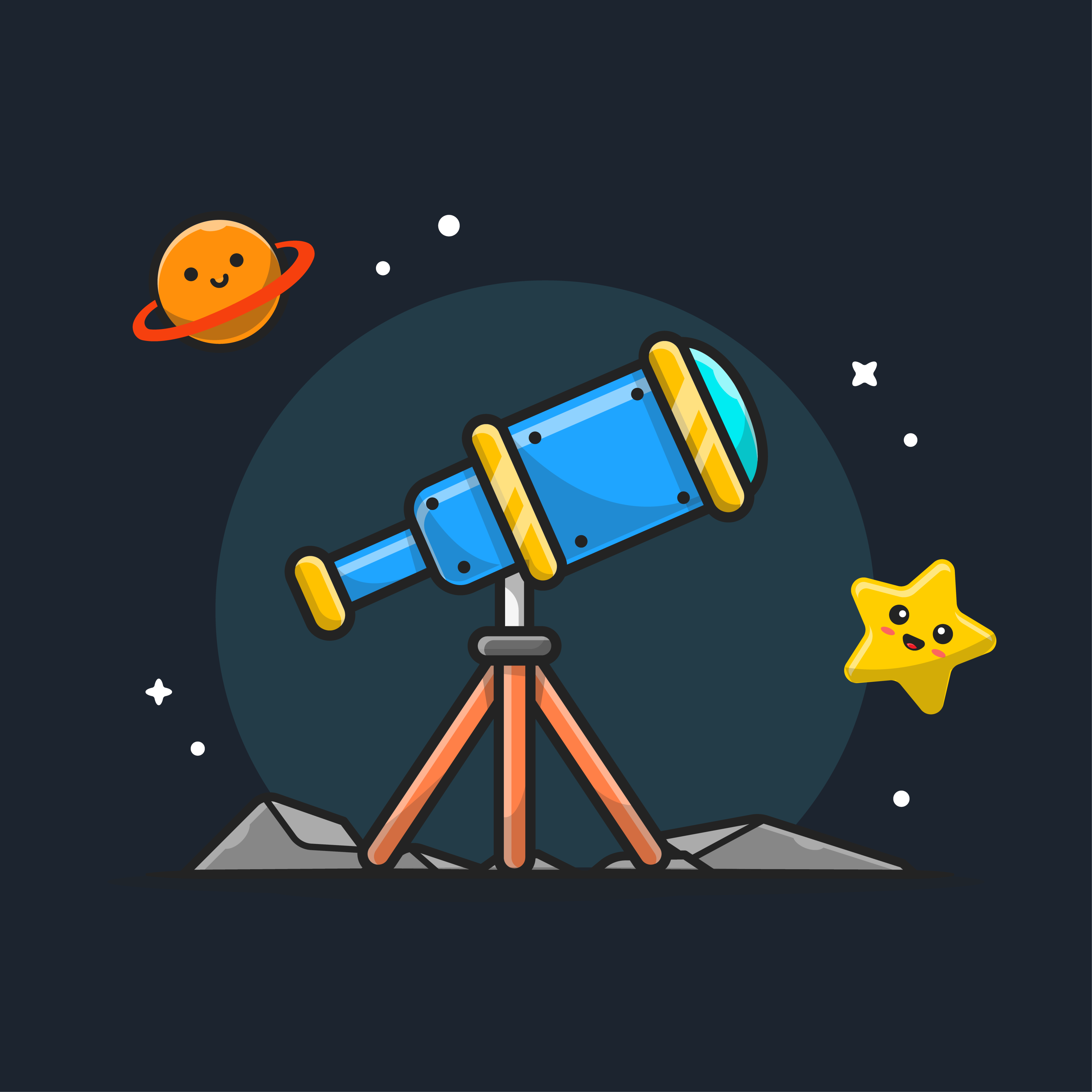 Tappetto vinile stelle avventura con il telescopio - TenStickers