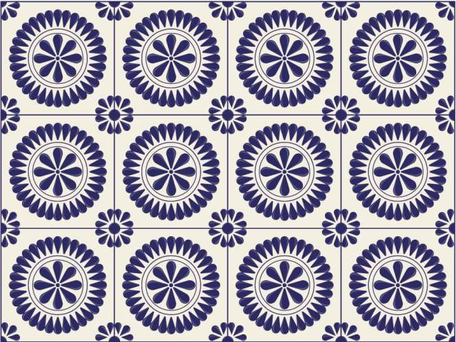 Tappeto vinile mosaico motivo floreale circolare - TenStickers