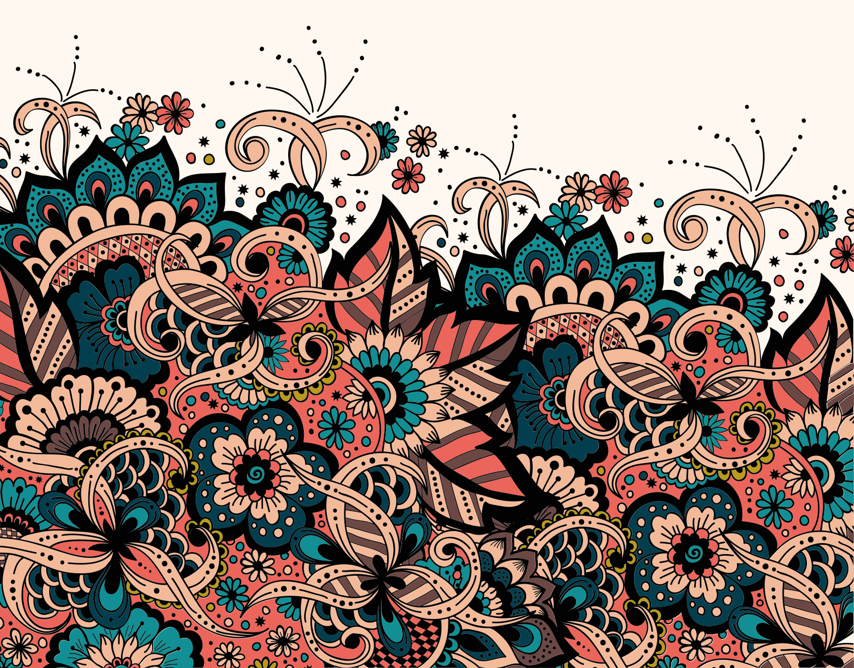 Tappeto vinile Mandala elementi floreali vivaci - TenStickers