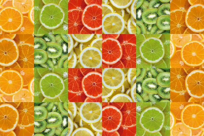 Tappeto pvc cucina mosaico di fette di agrumi - TenStickers