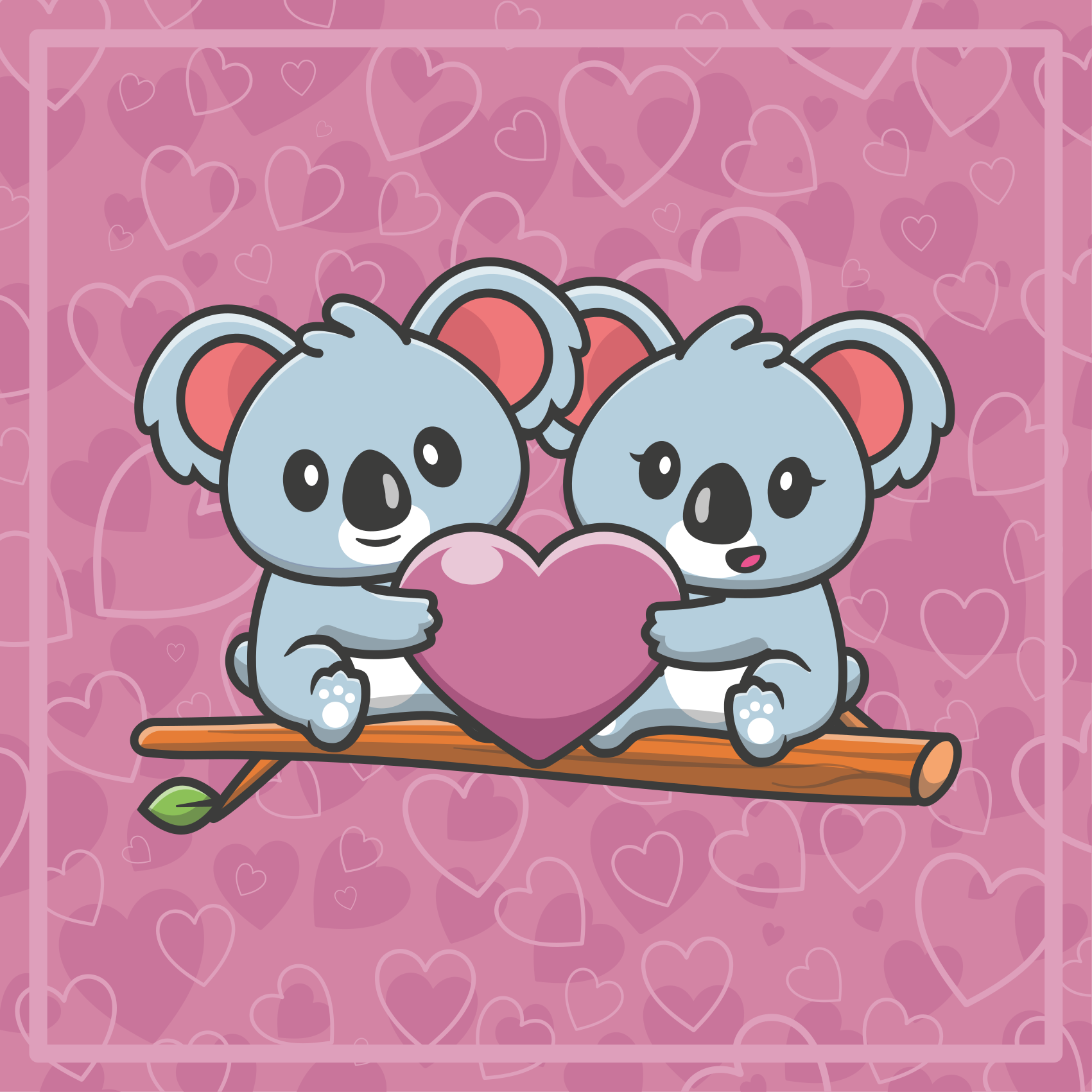 Tappeto vinile per bambini cuore d'amore koala - TenStickers