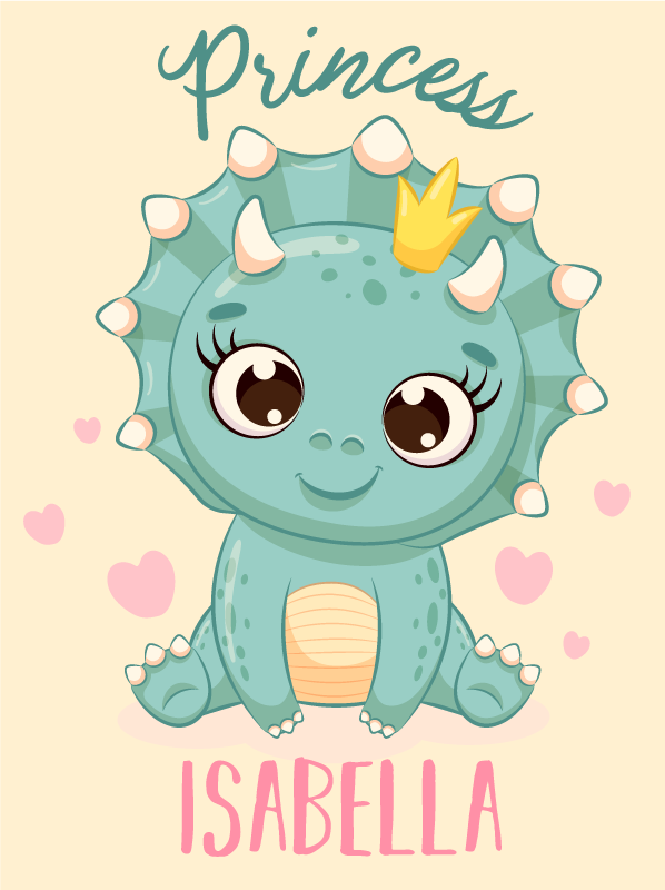 Tappeto vinile per bambini principessa dinosauro con nome - TenStickers