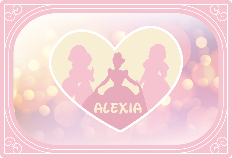 Tappeto vinile con nome silhouette di principessa - TenStickers