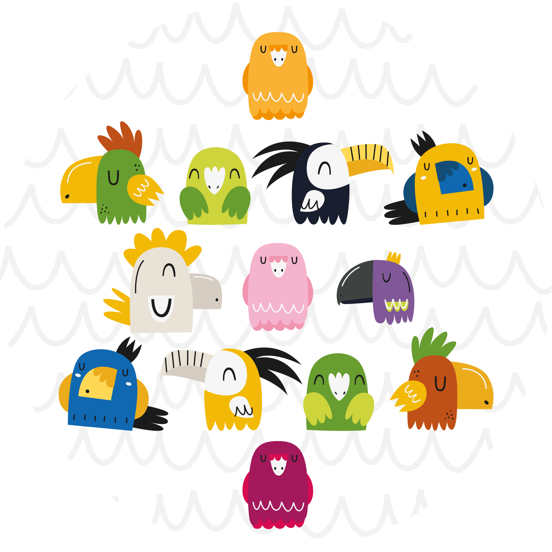 Tappeto vinile per bambini facce di uccelli colorati - TenStickers