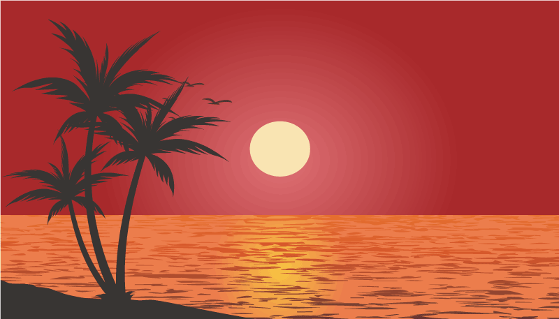 Tappeto vinile natura paesaggio tropicale al tramonto - TenStickers