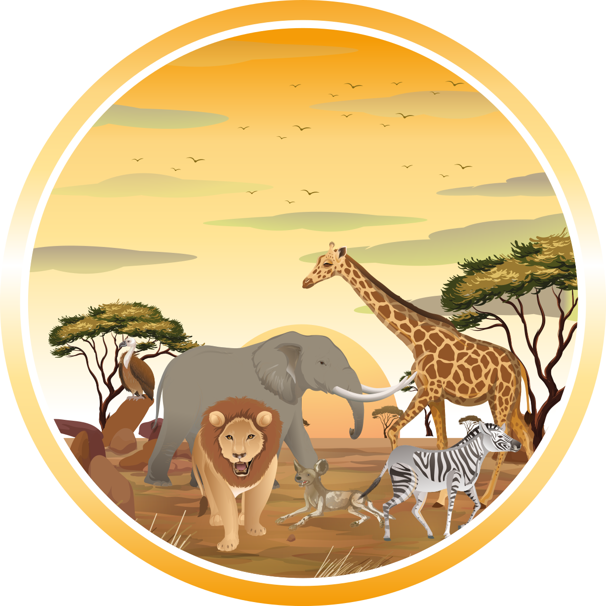 Tappeto vinile animali avventura nel safari - TenStickers