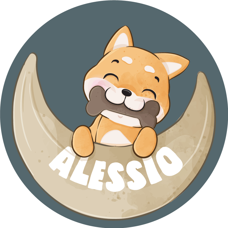 Tappeto vinile per bambini cucciolo con osso e nome - TenStickers