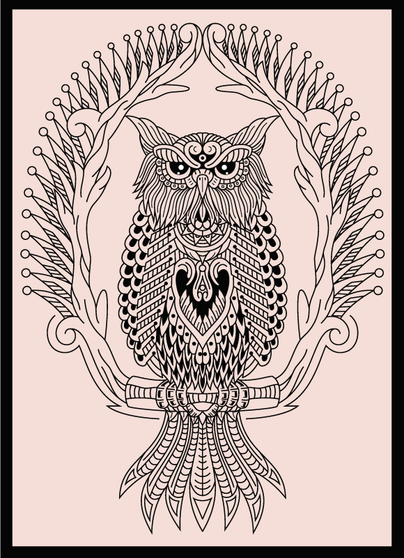 Tappeto vinile animali disegno mandala gufo - TenStickers