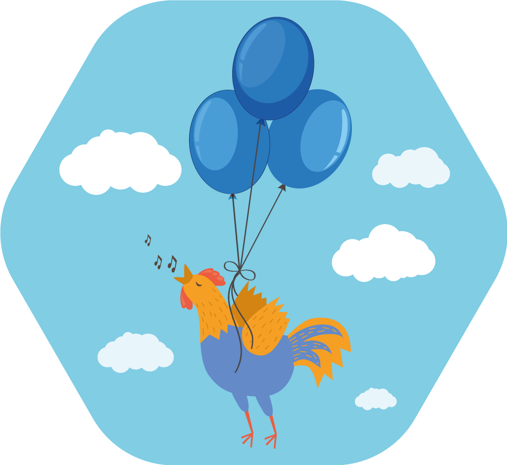 Tappeto vinile per bambini palloncini gallo allegro - TenStickers