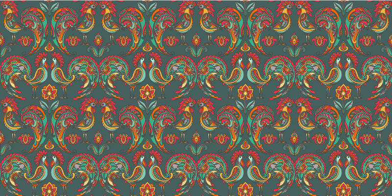 Tappeto vinile mosaico motivi folcloristici colorati - TenStickers