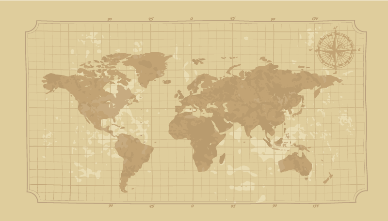 Tappeto vinile mappamondo mappa grafica d'epoca - TenStickers