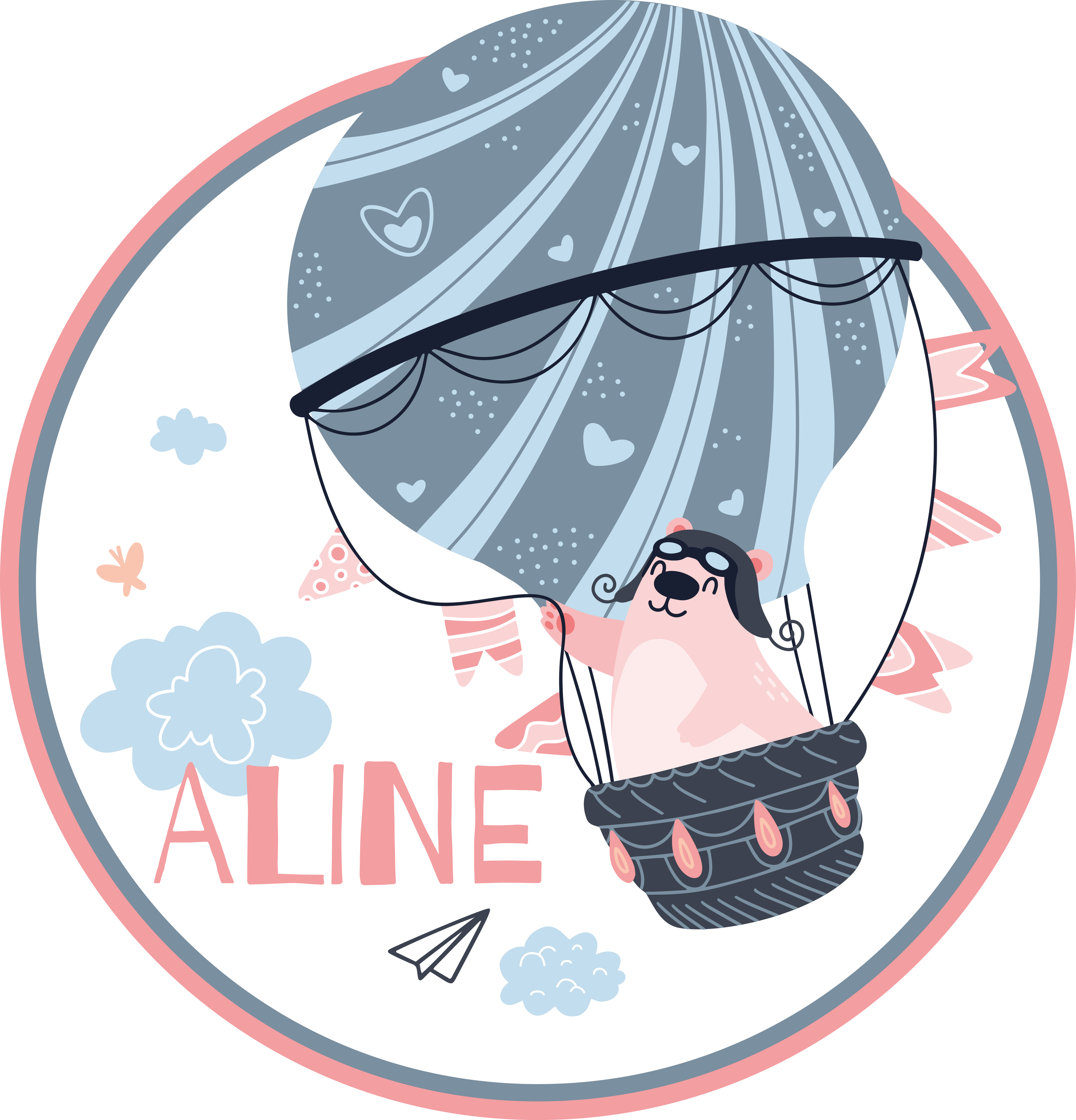 Tappeto vinile con nome palloncino aerostatico - TenStickers