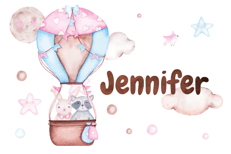 Tappeto vinile con nome mongolfiera - TenStickers