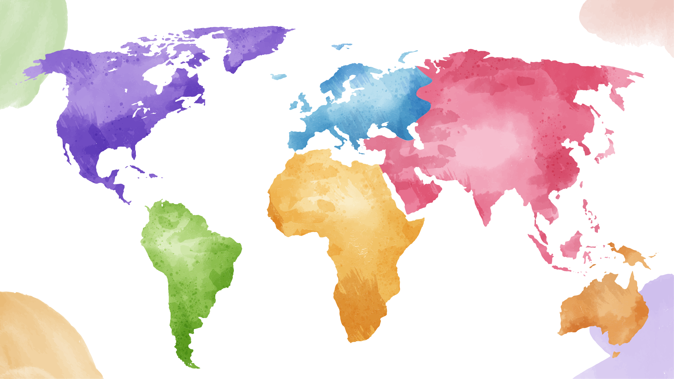 Tappeto vinile mappamondo continenti colorati - TenStickers