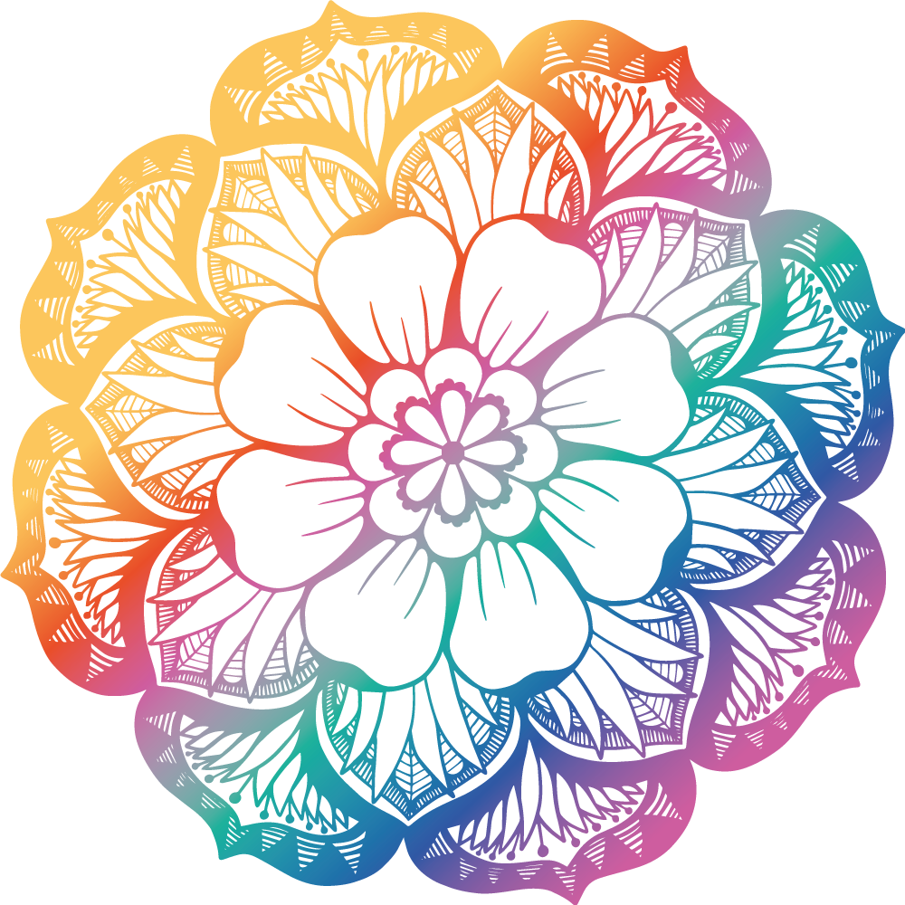 Tappeto vinile Mandala motivo floreale colorato - TenStickers