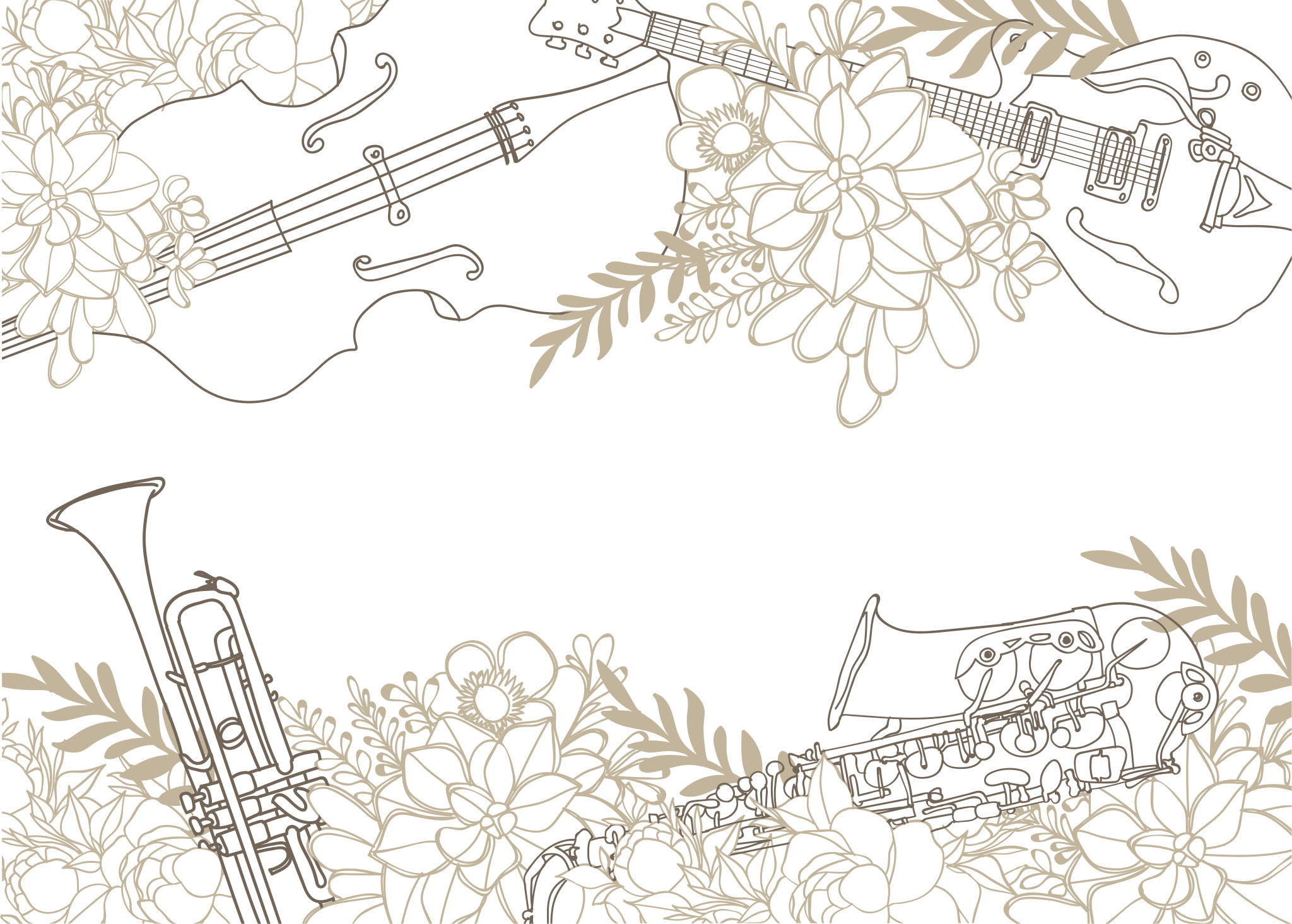 Tappeto vinile fiori composizione floreale musicale - TenStickers