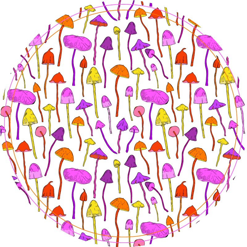 Tappeto vinile fiori illustrazioni vivaci di funghi - TenStickers