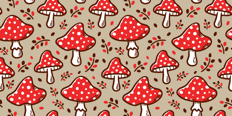 Tappeto vinile fiori motivi fungini vibranti - TenStickers
