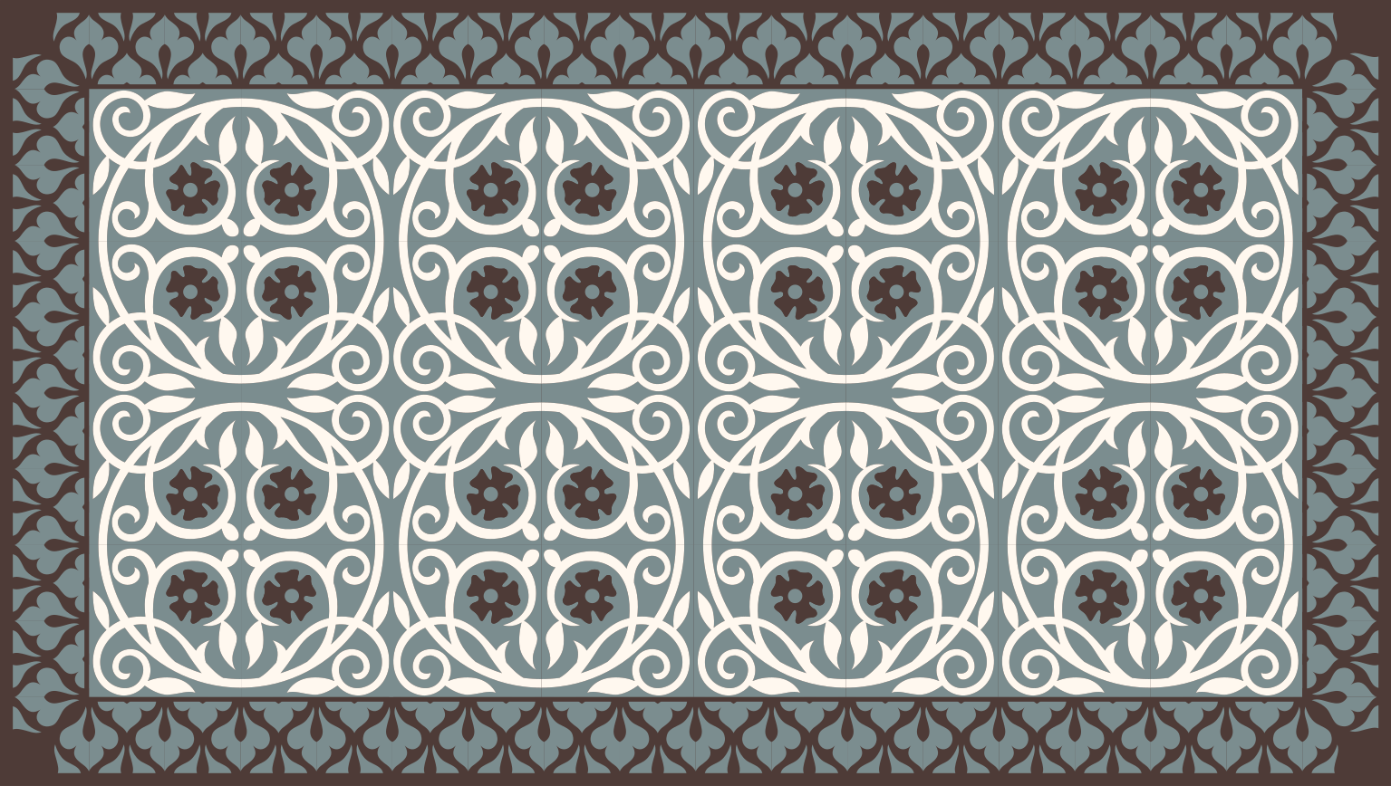 Tappeto vinile bagno disposizione di elementi floreali - TenStickers