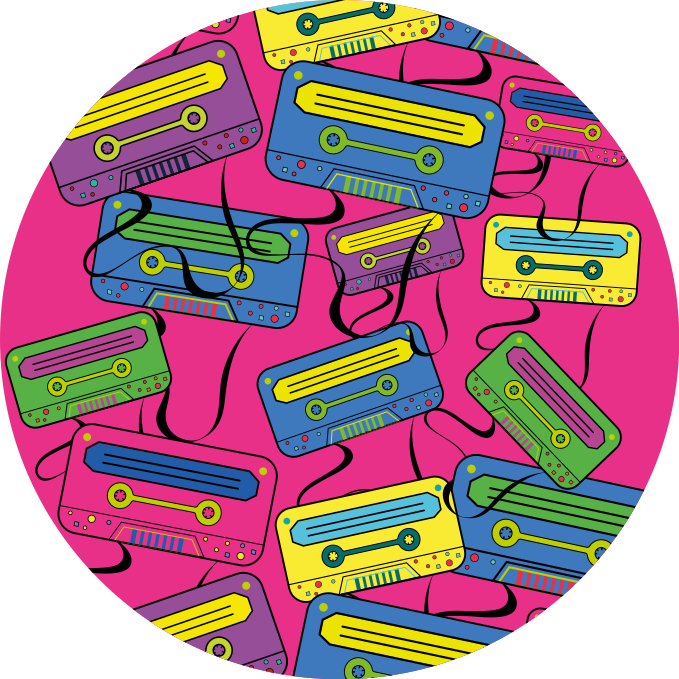 Tappeto vinile per bambini cassette audio vivaci - TenStickers
