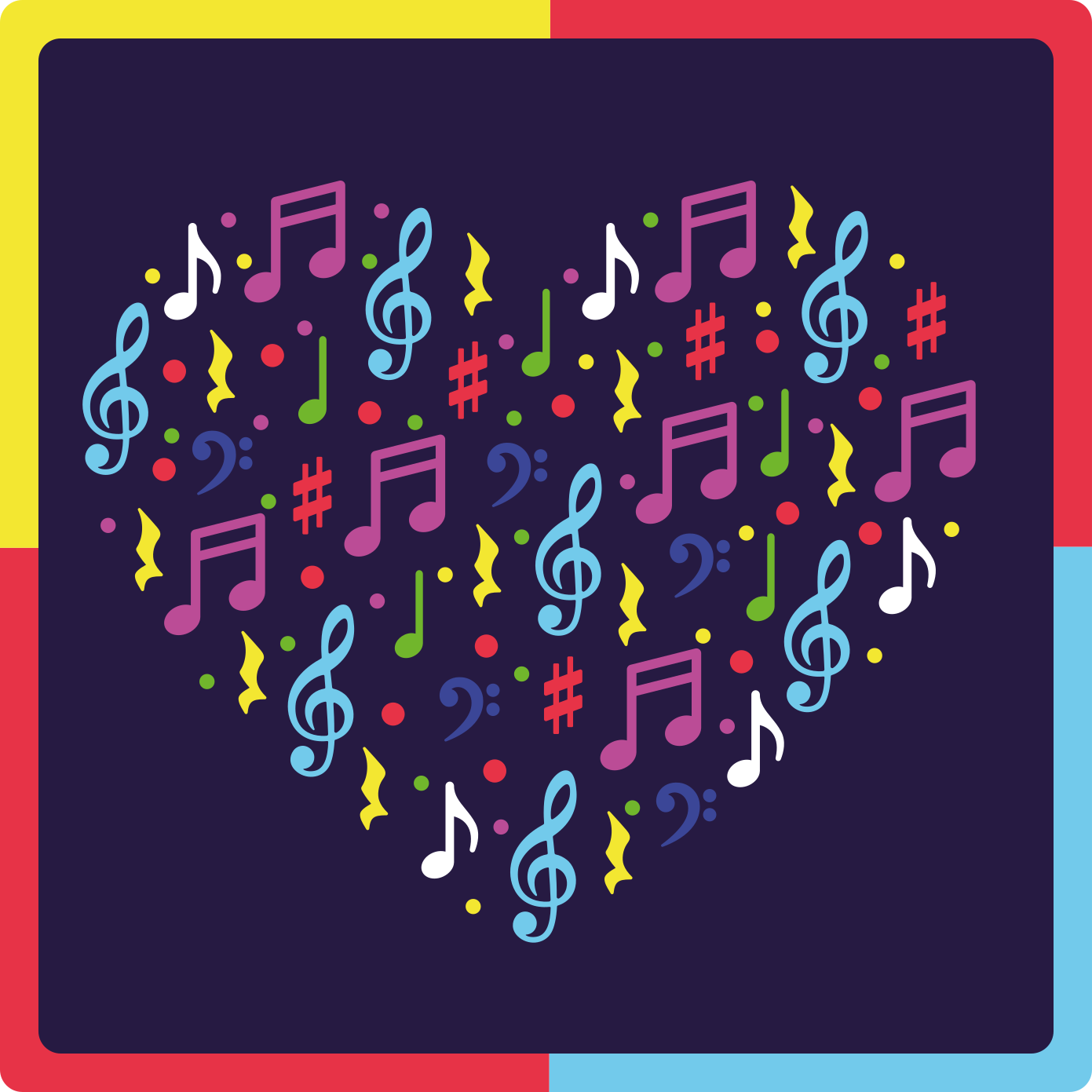 Tappeto vinile per ragazzi note musicali cuore - TenStickers