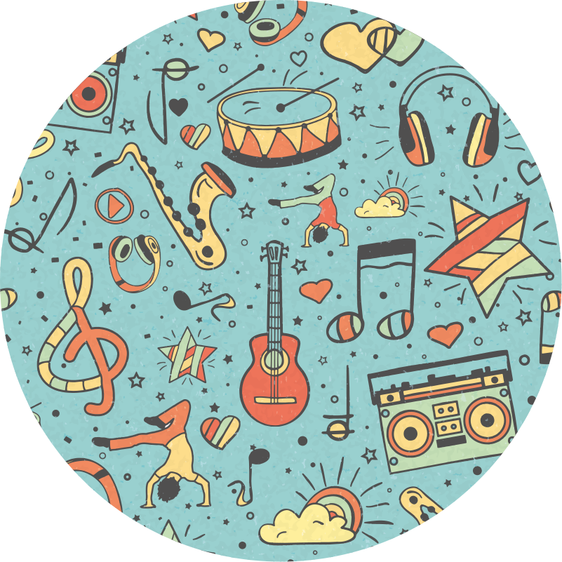 Tappeto vinile per bambini tema delle note musicali - TenStickers