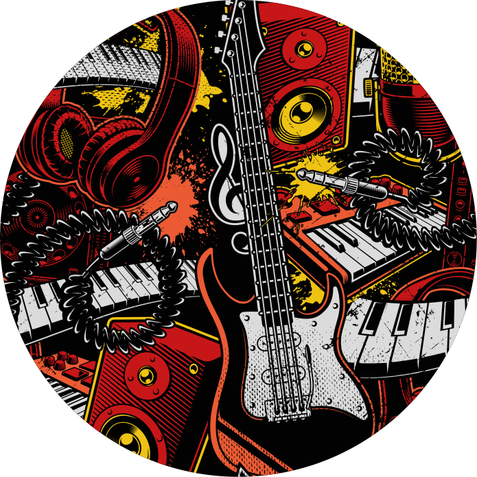 Tappeto vinile per bambini caos di strumenti musicali - TenStickers