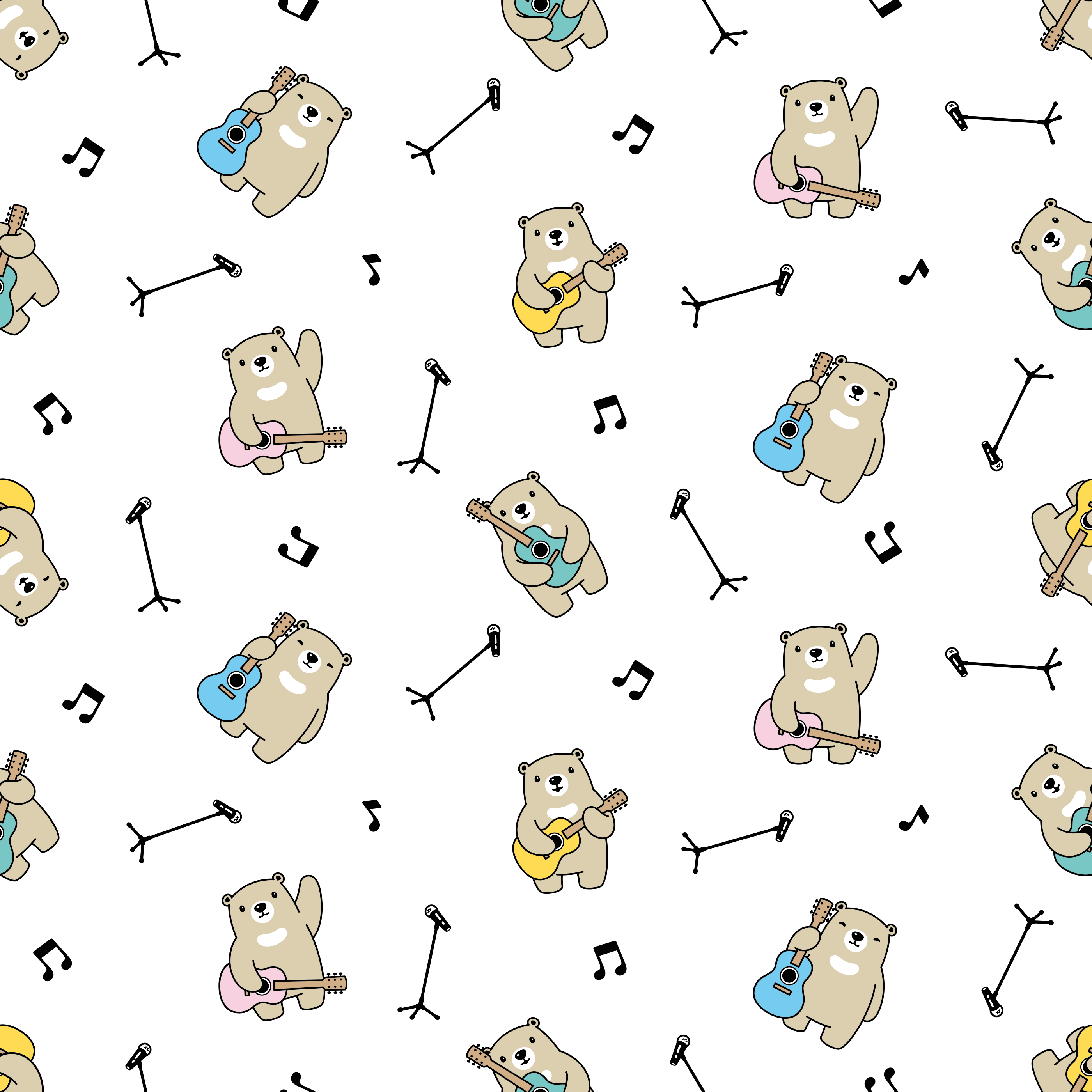 Tappeto vinile bebé modello di orsi musicali - TenStickers
