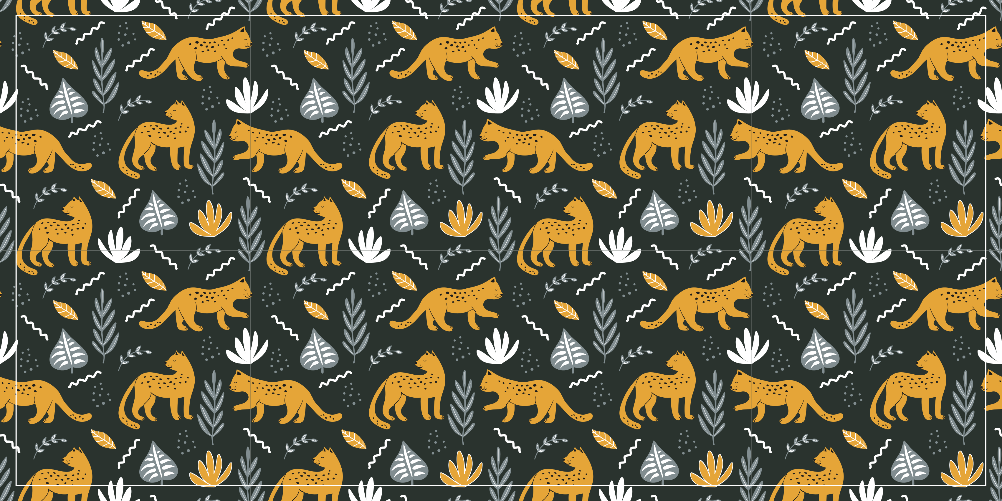 Tappeto vinile animali foglie con motivo leopardato - TenStickers