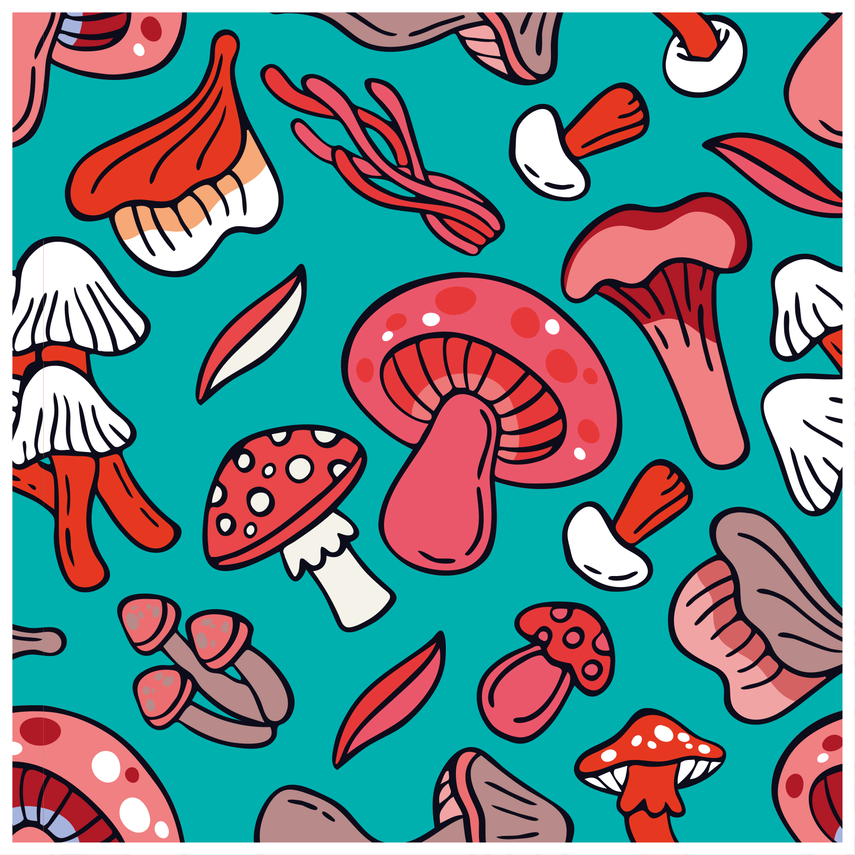 Tappeto vinile natura stampa di funghi vivaci - TenStickers