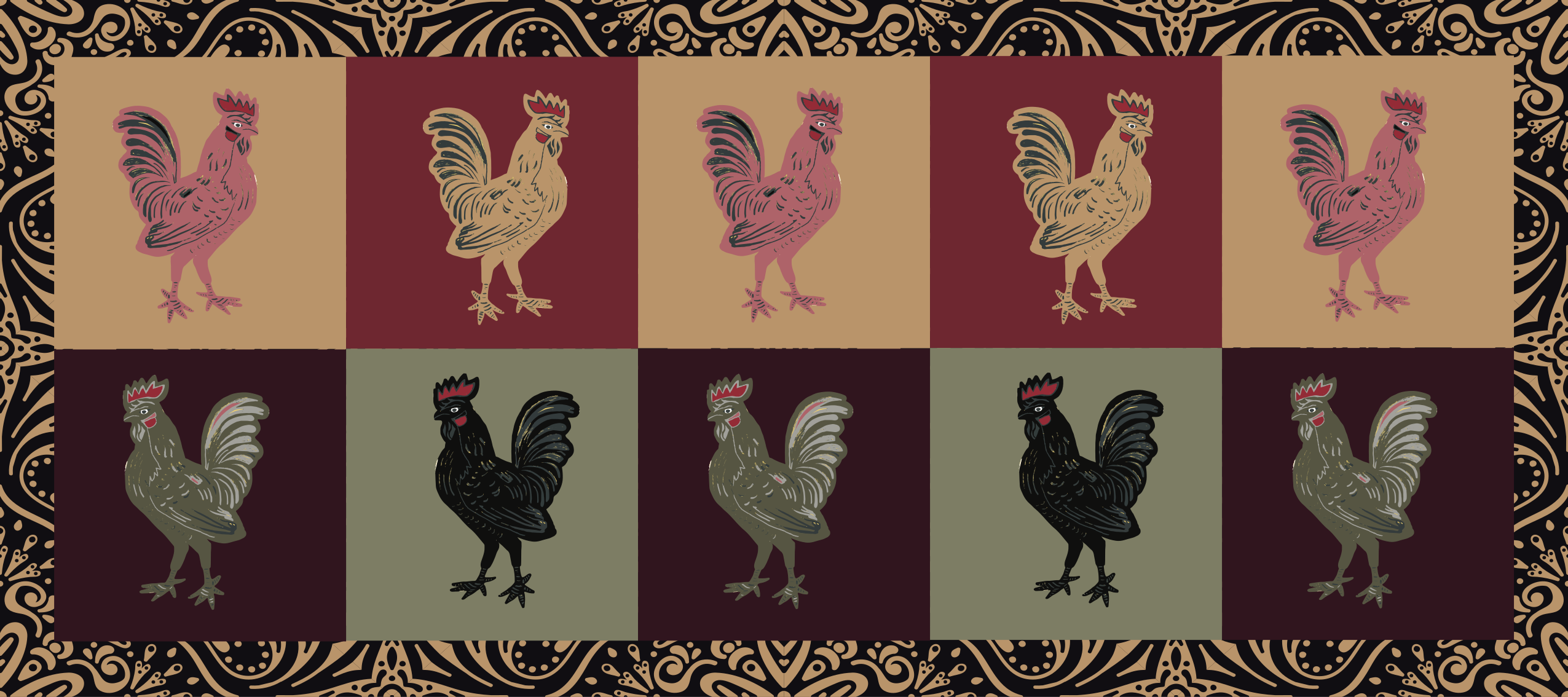 Tappeto vinile animali motivo di pollo colorato - TenStickers