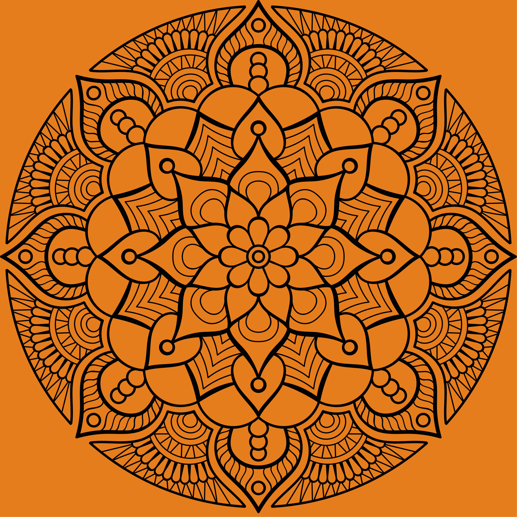 Tappeto vinile mandala motivo mandala arancione - TenStickers
