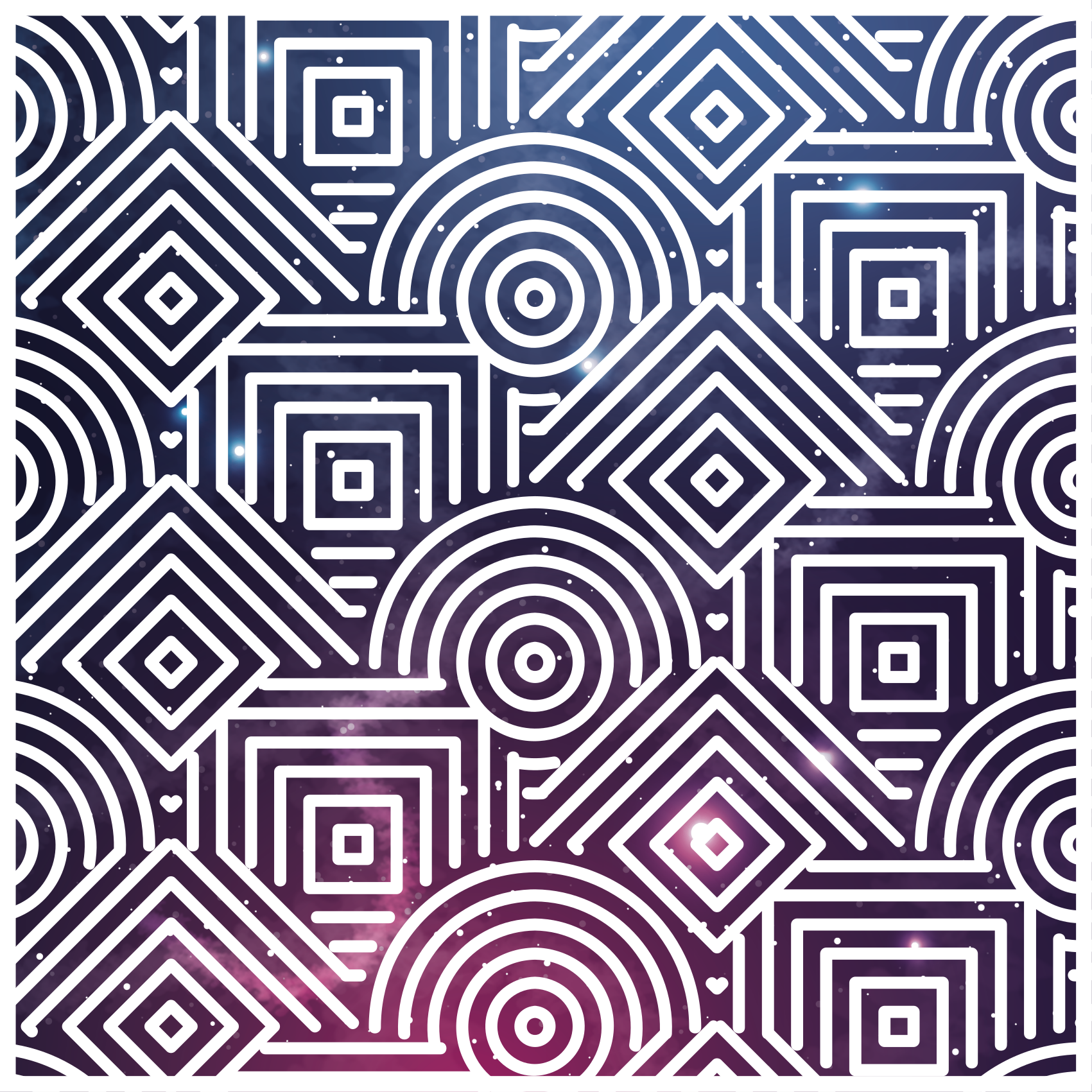 Tappeto vinile geometrico tondi e quadrati complessi - TenStickers