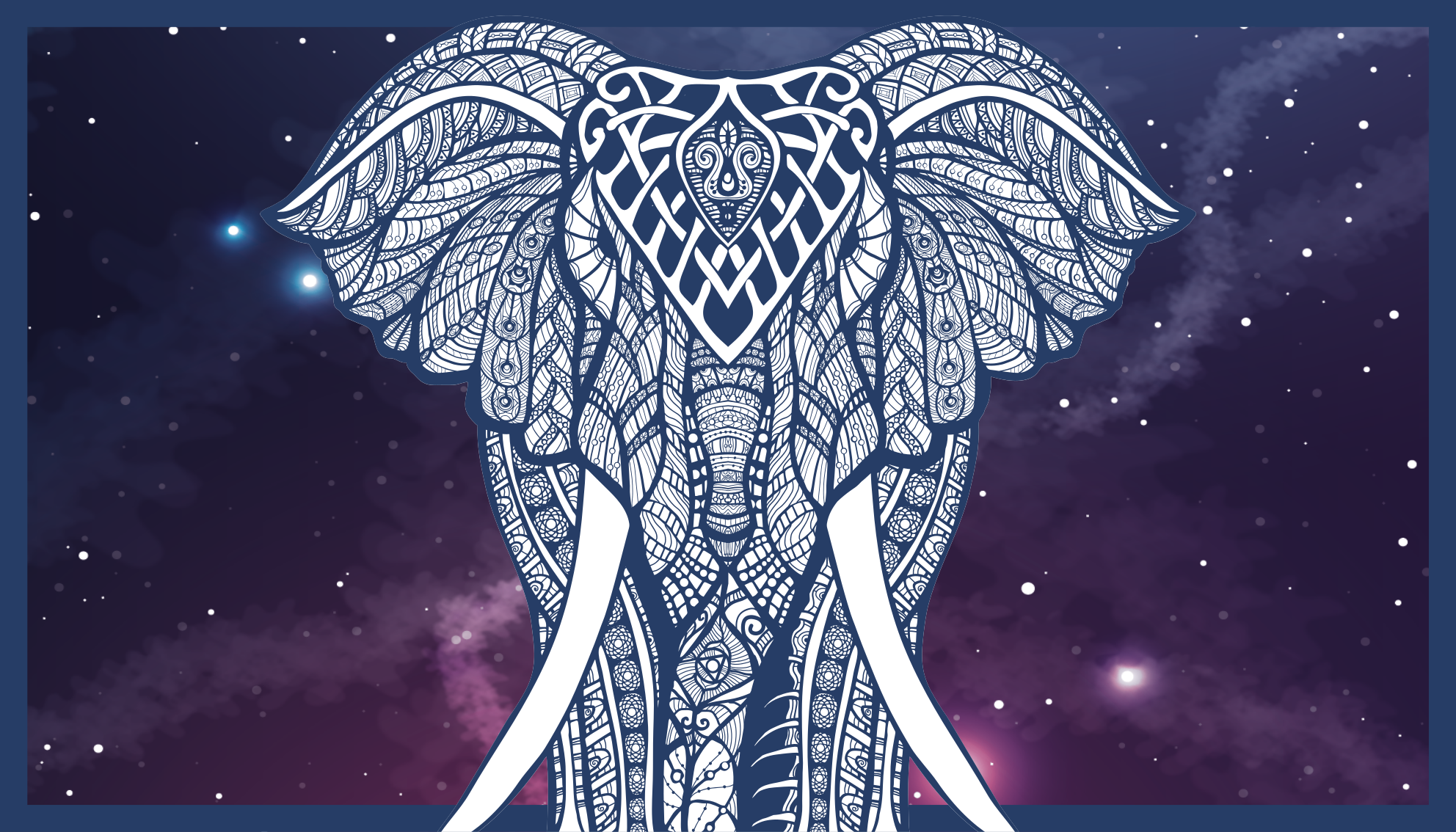 Tappeto vinile con nome arte elefante intricata - TenStickers