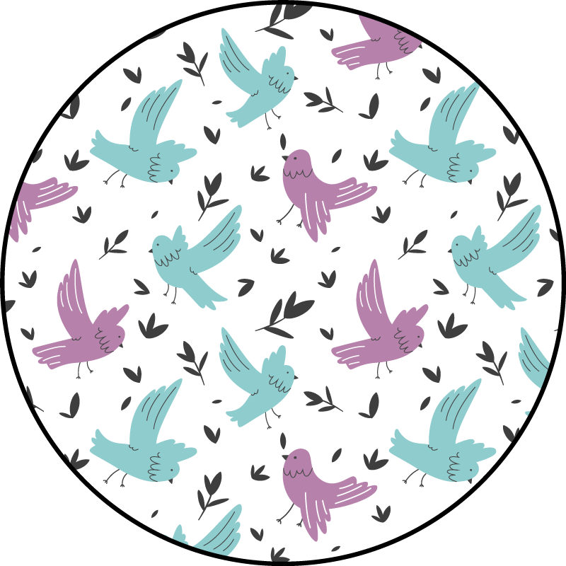 Tappeto vinile natura uccelli blu e viola - TenStickers