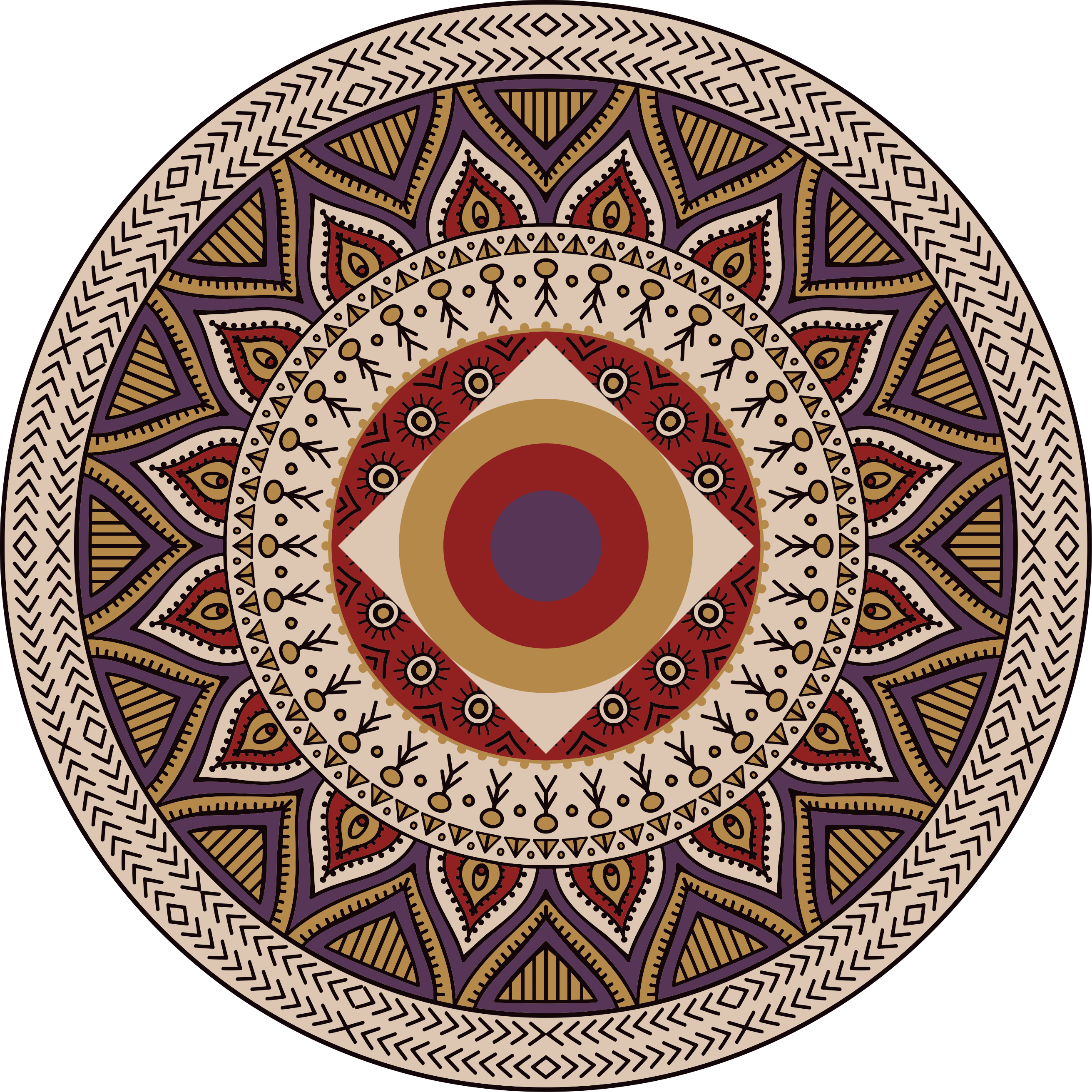 Tappeto vinile Mandala motivo circolare vibrante - TenStickers