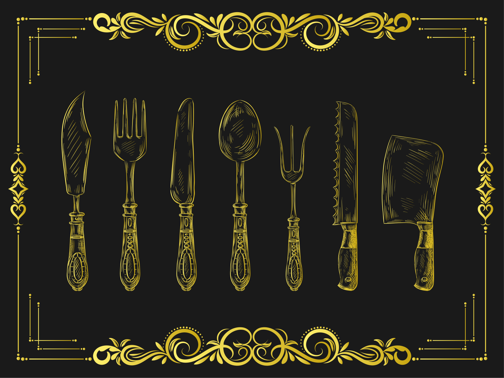 Tappeto pvc cucina sagome utensili da cucina - TenStickers