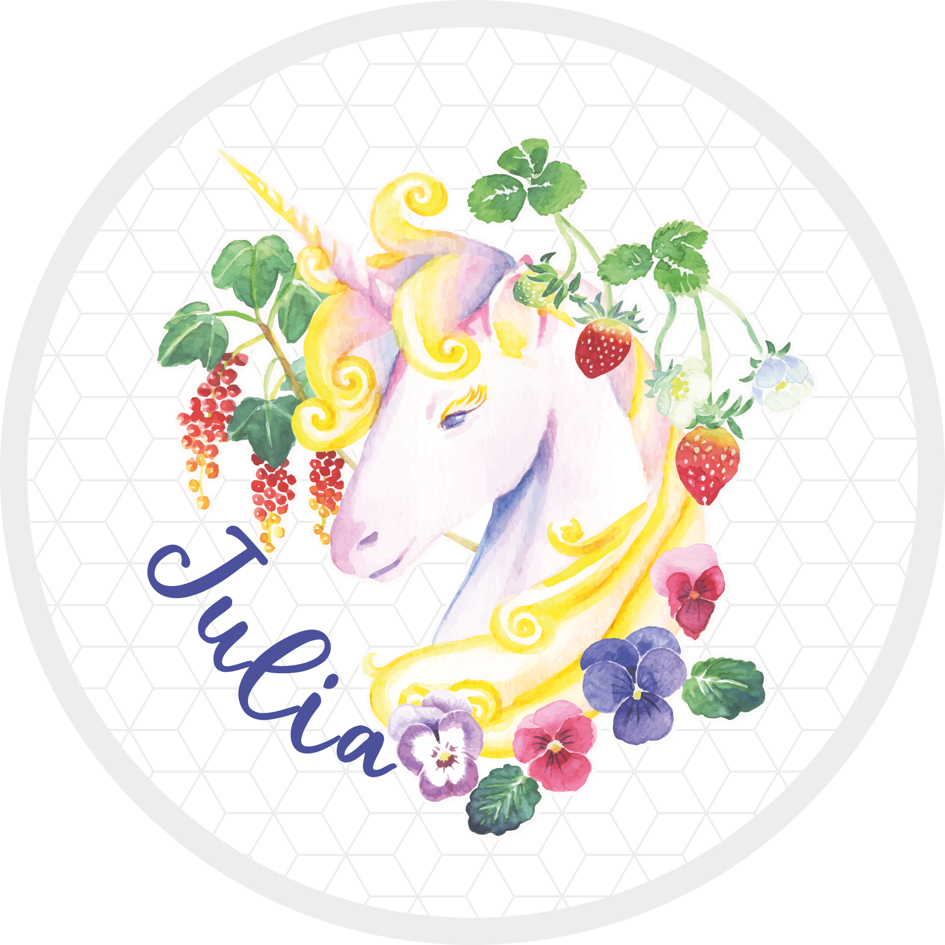 Tappeto vinile per ragazzi fiore di unicorno personalizzato - TenStickers