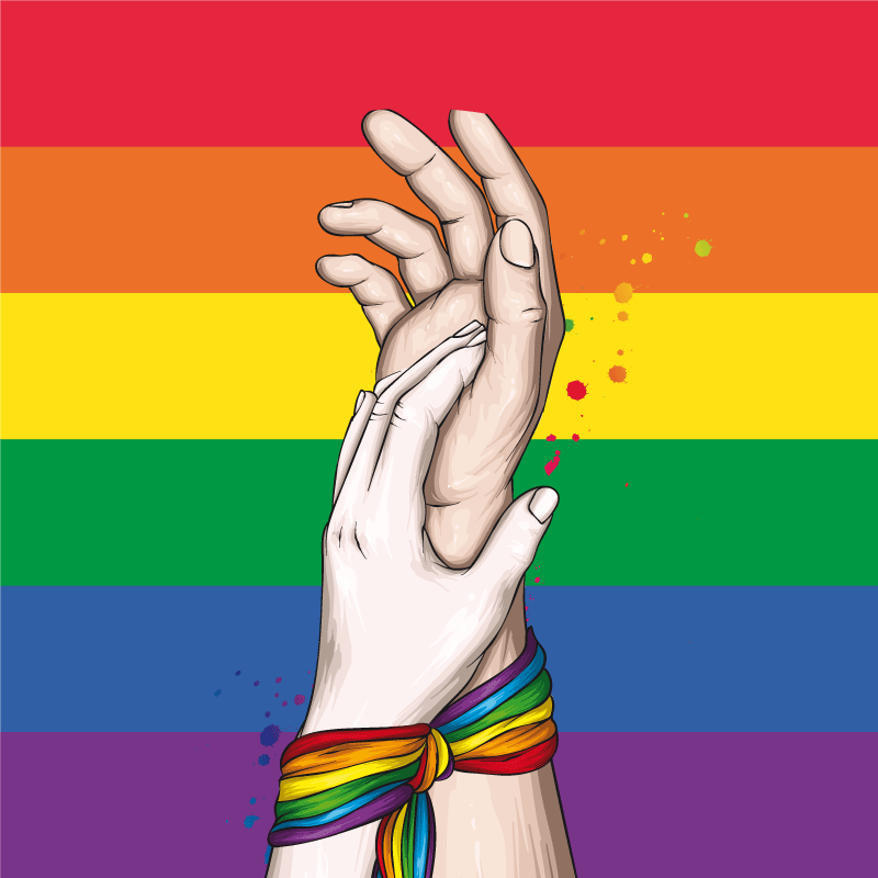 Tappeto vinile per eventi mani unite arcobaleno - TenStickers