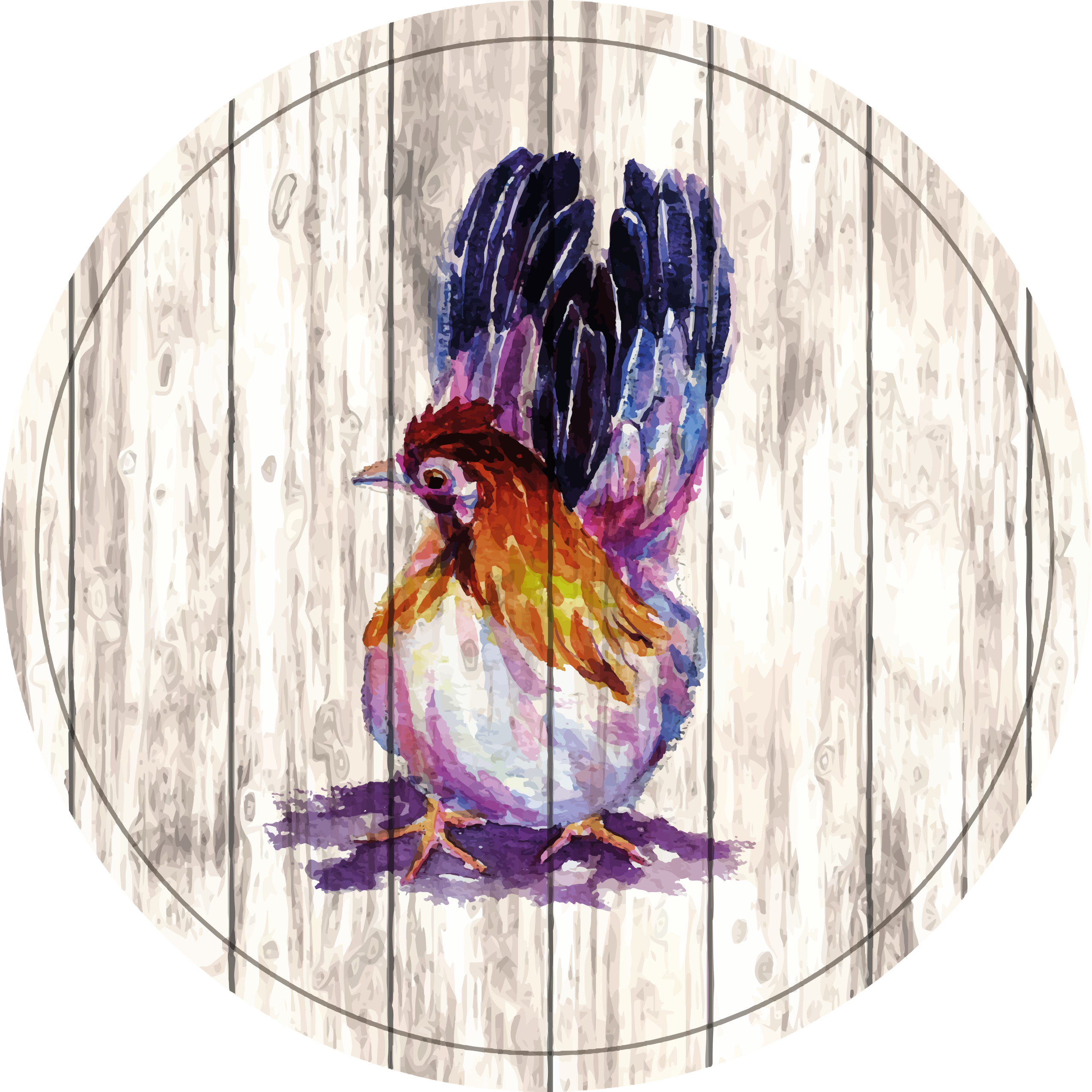 Tappeto vinile stampa animale gallo colorato incantevole - TenStickers