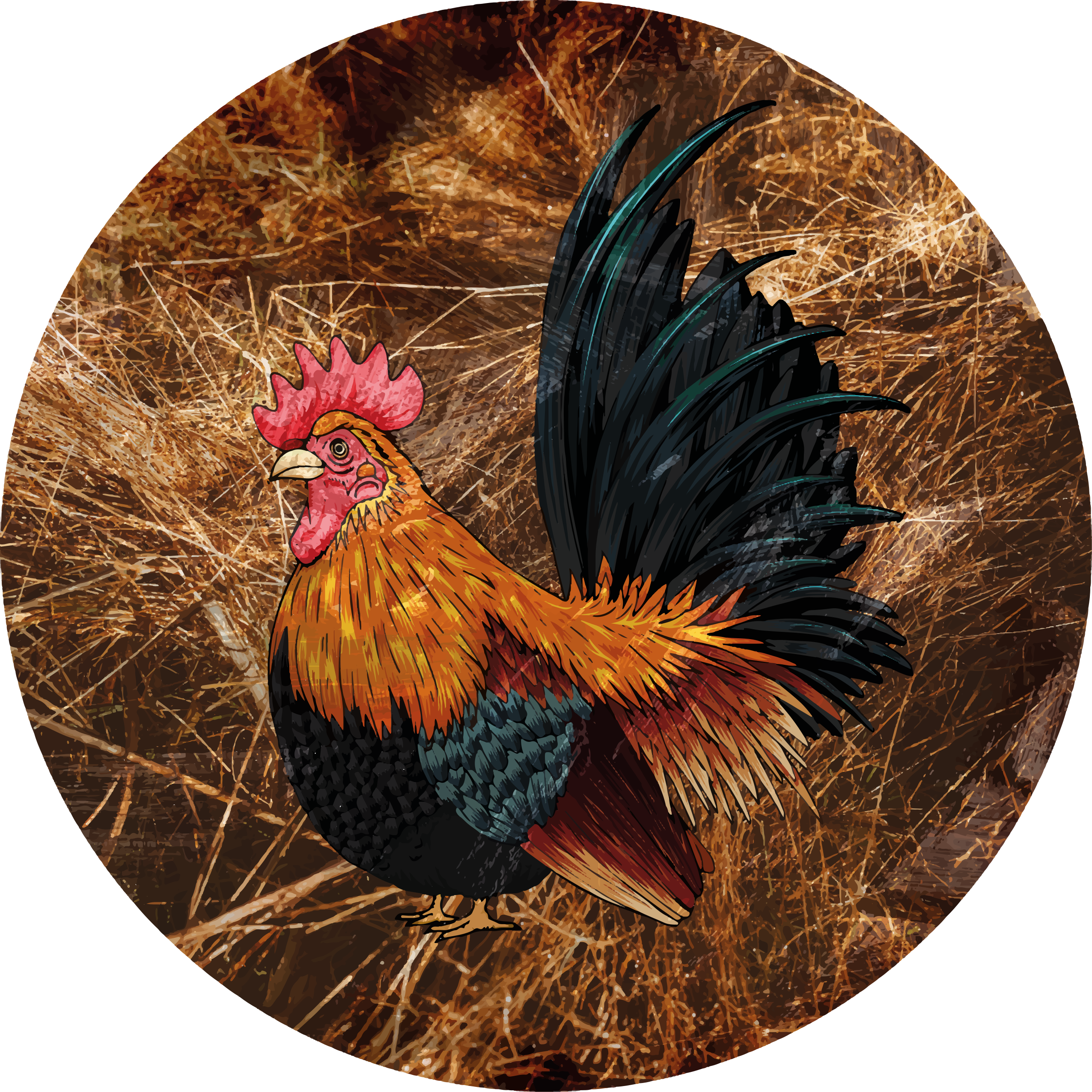 Tappeto vinile stampa animale gallo colorato - TenStickers