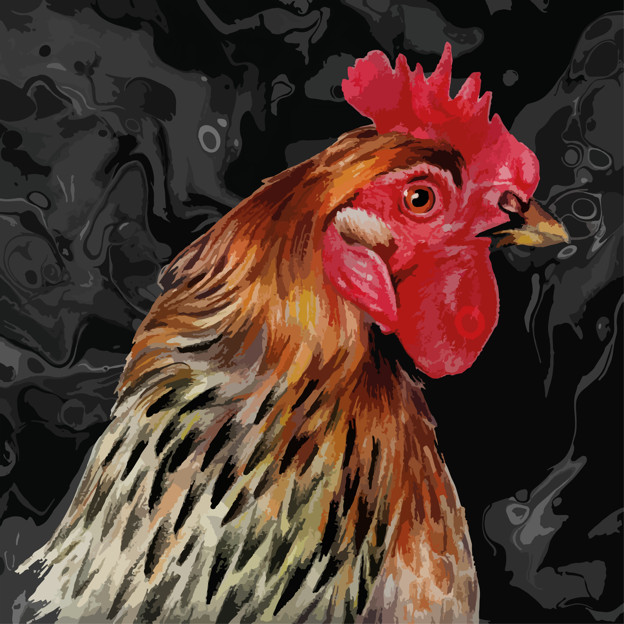 Tappeto vinile stampa animale testa di gallo colorata - TenStickers