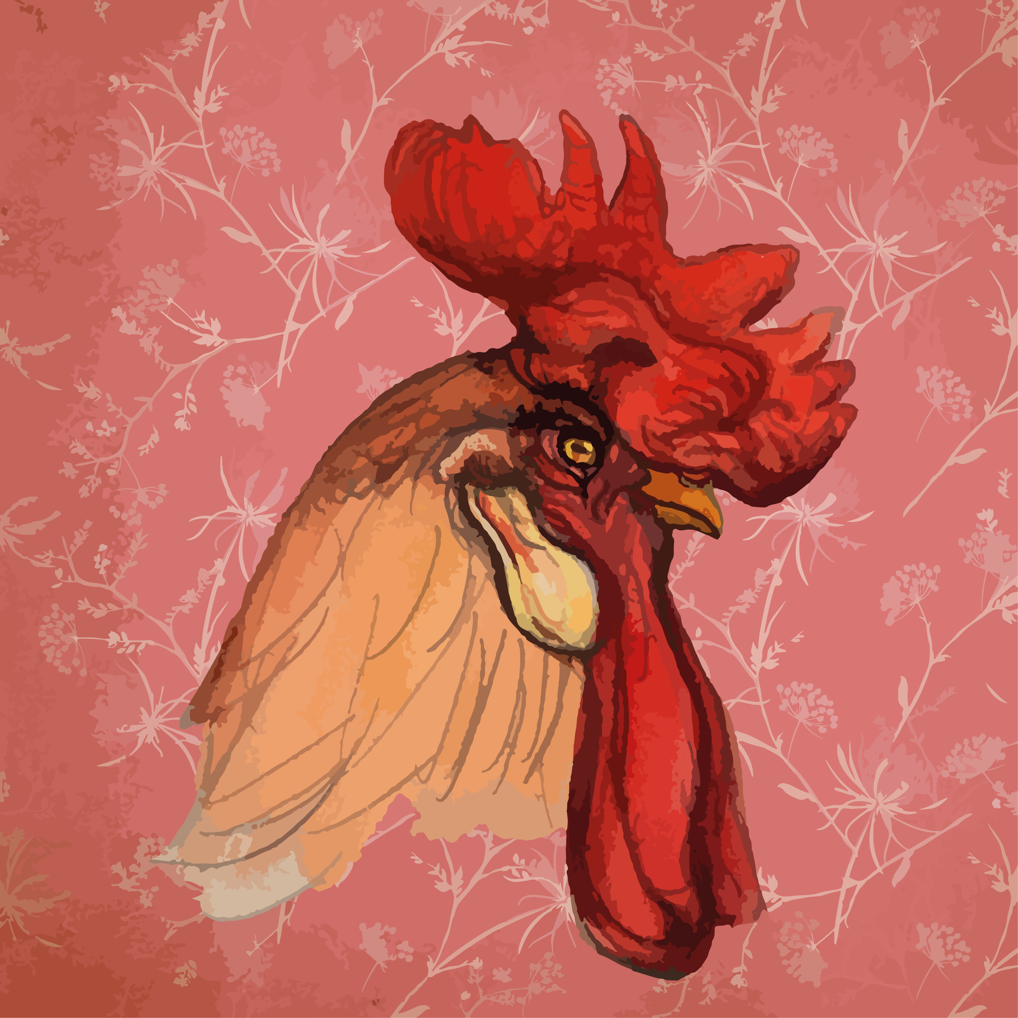 Tappeto vinile stampa animale motivo floreale gallo - TenStickers