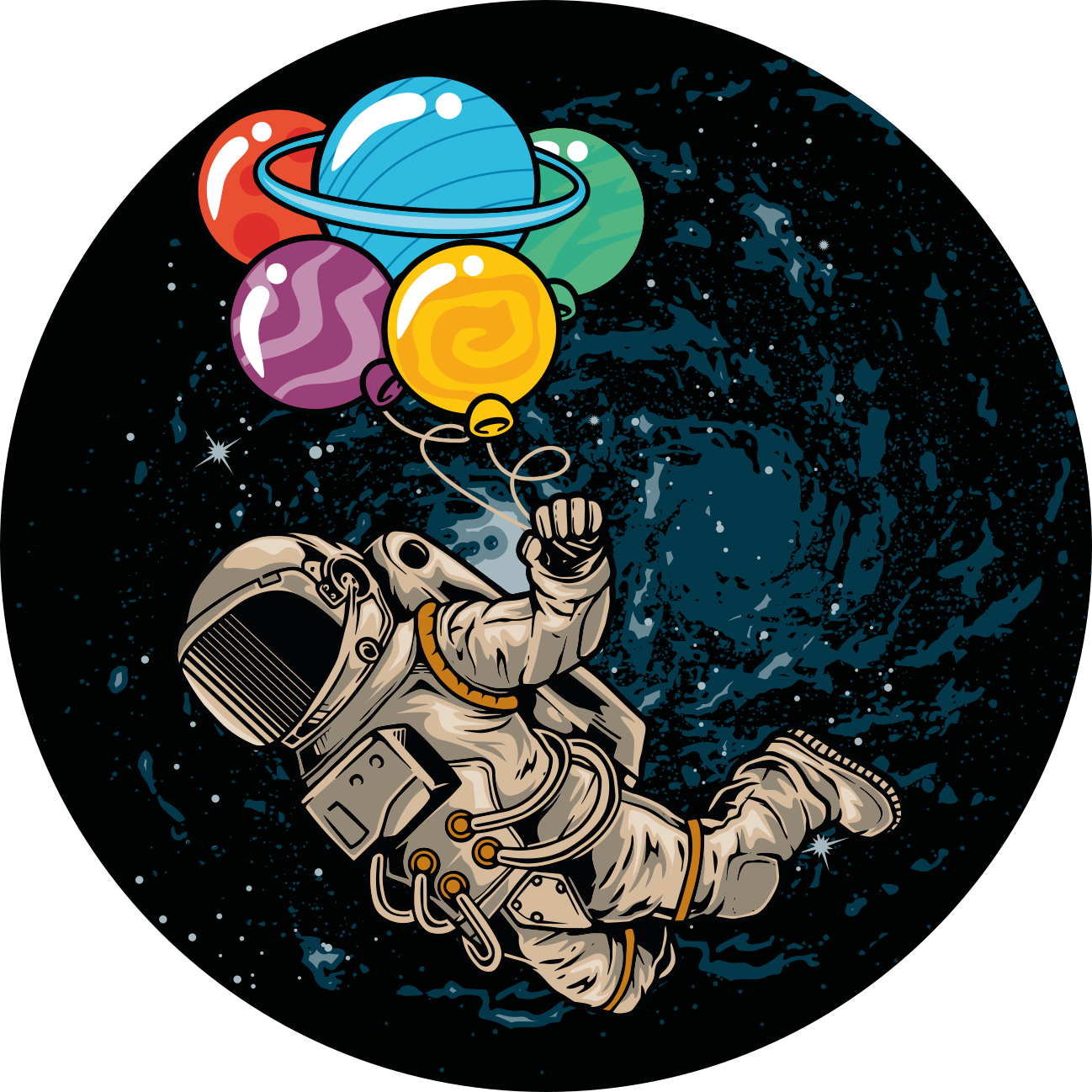 Tappeto vinile per bambini astronauta con palloncini - TenStickers