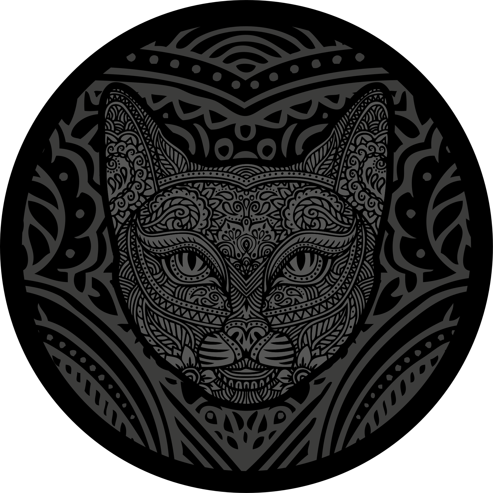 Tappeto vinile animali faccia di gatto nero - TenStickers