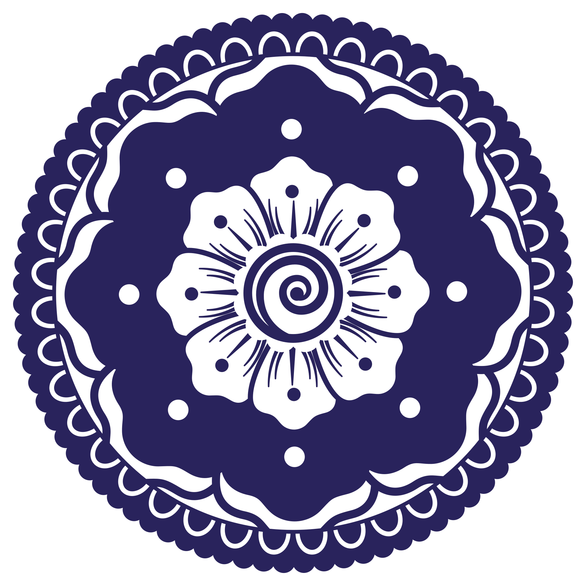 Tappeto vinile Mandala composizione floreale blu navy - TenStickers